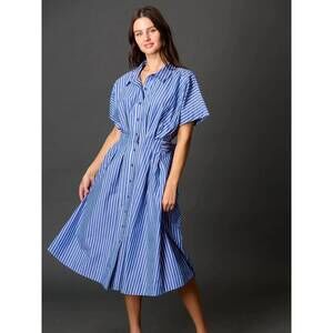 NEW BEFORE YOU COLLECTION waist tie dress in blue stripe
